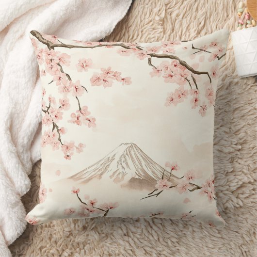 富士山と桜 – 日本風 (3) クッション (ブランケット)