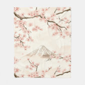 富士山と桜 – 日本風 (3) フリースブランケット (正面)