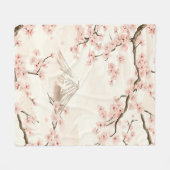 富士山と桜 – 日本風 (3) フリースブランケット (正面(横))