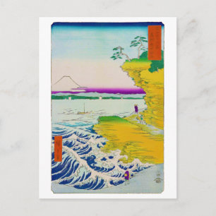 富士山と海辺の景色、広重、浮世絵 ポストカード