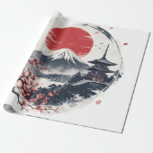 富士山のサンセットセレニティ – 日本の墨絵アート ラッピングペーパー (アンロールド)