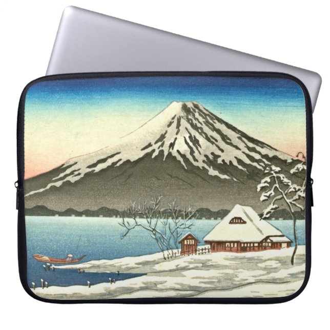 富士山の冬1890年 ラップトップスリーブ (正面)