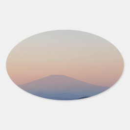 富士山の夕日 楕円形シール