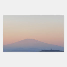 富士山の夕日 長方形シール