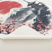 富士山の夕暮れの静寂 – 日本画風アート シェルパブランケット (3/4)