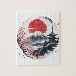 富士山の夕暮れの静寂 – 日本画風アート ジグソーパズル