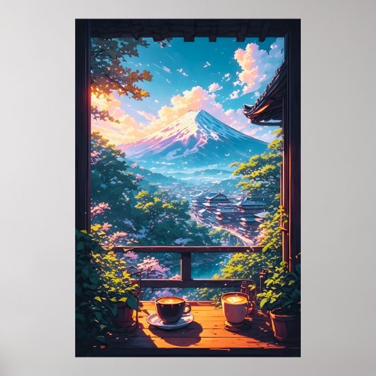 富士山の朝の静寂 ポスター (正面)