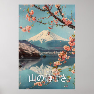富士山の桜の花のアートプリント 山の ポスター