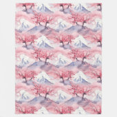 富士山の桜模様 フリースブランケット (正面)