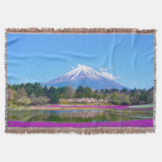 富士山の樹木と花々 スローブランケット (正面)