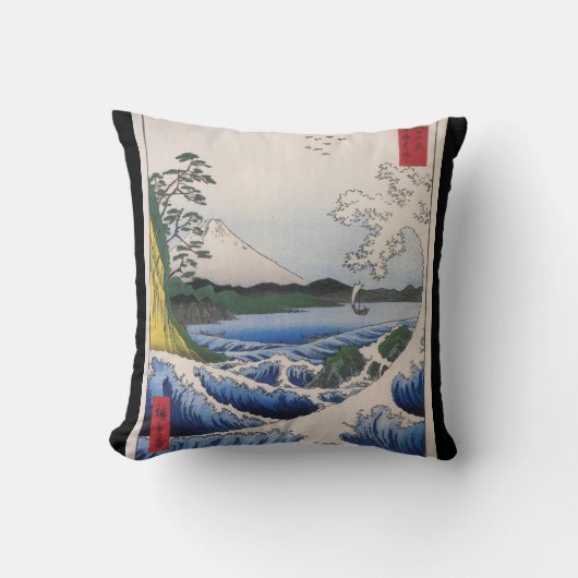 富士山は1800's頃水から見ました クッション (正面)