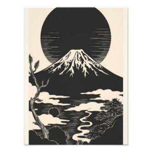 富士山へのペンとインクのトリビュート フォトプリント