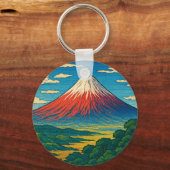 富士山オリジナルのアートワークキーチェーン キーホルダー (正面)