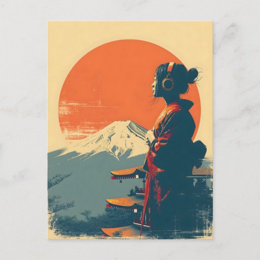 富士山ビンテージ ポストカード (正面)