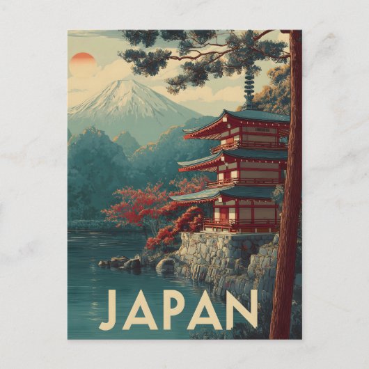 富士山ビンテージ ポストカード (正面)