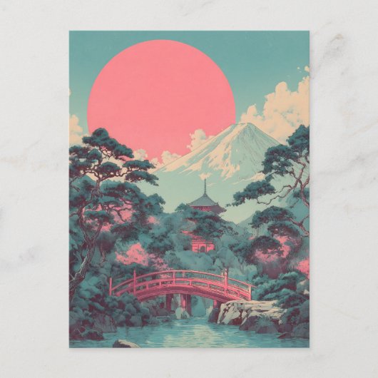 富士山ビンテージ ポストカード (正面)