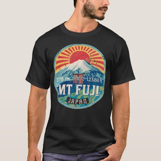 富士山ヴィンテージエンブレム Tシャツ (正面)