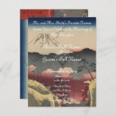 富士山ヴィンテージ日本のアート結婚式招待状 インビテーションポストカード (正面/裏面)