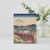 富士山ヴィンテージ日本のアート結婚式招待状 インビテーションポストカード (スタンド正面)