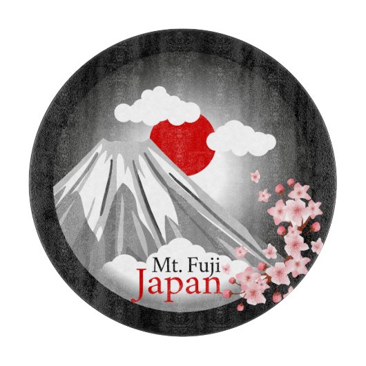 富士山抽象芸術風景 カッティングボード (正面)