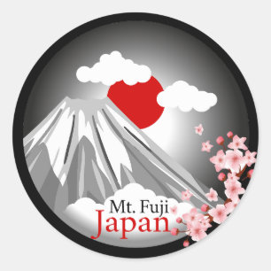 富士山抽象芸術風景 ラウンドシール