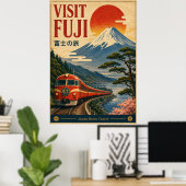 富士山日本レトロ旅行ポスター | ビンテージトラ ポスター (ホームオフィス)