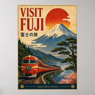 富士山日本レトロ旅行ポスター | ビンテージトラ ポスター