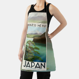 富士山日本旅行ポスターヴィンテージアート エプロン