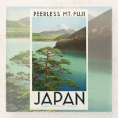 富士山日本旅行ポスターヴィンテージアート ガラスコースター (正面)