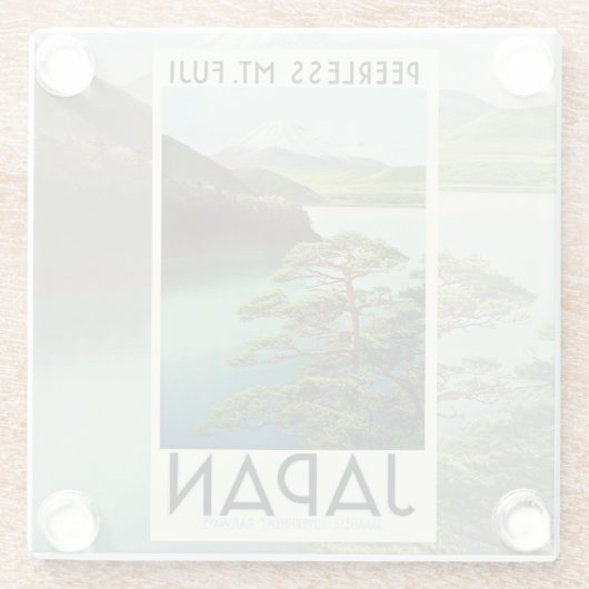 富士山日本旅行ポスターヴィンテージアート ガラスコースター (裏面)