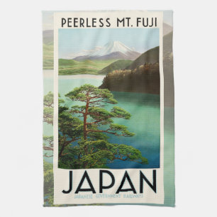 富士山日本旅行ポスターヴィンテージアート キッチンタオル