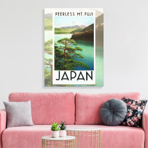 富士山日本旅行ポスターヴィンテージアート キャンバスプリント