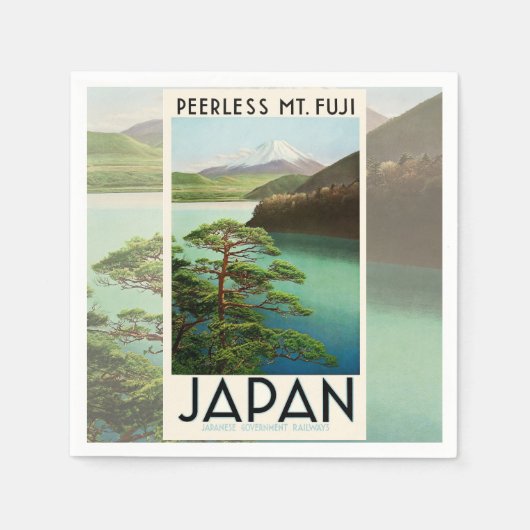 富士山日本旅行ポスターヴィンテージアート スタンダードカクテルナプキン (正面)