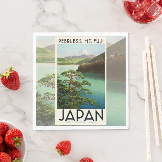 富士山日本旅行ポスターヴィンテージアート スタンダードランチョンナプキン (インサイチュ)