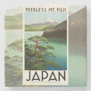 富士山日本旅行ポスターヴィンテージアート ストーンコースター