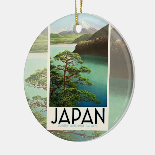 富士山日本旅行ポスターヴィンテージアート セラミックオーナメント (左)