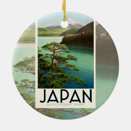 富士山日本旅行ポスターヴィンテージアート セラミックオーナメント (裏面)