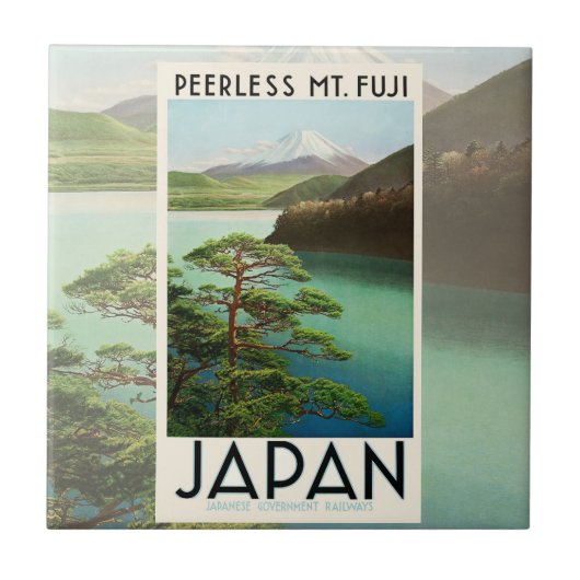 富士山日本旅行ポスターヴィンテージアート タイル (正面)