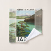 富士山日本旅行ポスターヴィンテージアート バスタオルセット (ウォッシュタオル)