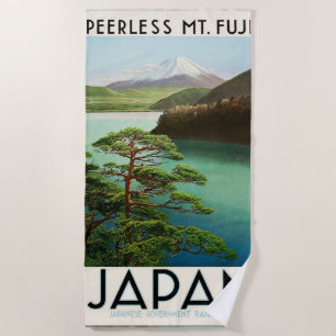 富士山日本旅行ポスターヴィンテージアート ビーチタオル