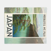 富士山日本旅行ポスターヴィンテージアート フリースブランケット (正面(横))