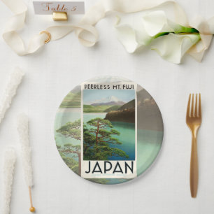 富士山日本旅行ポスターヴィンテージアート ペーパープレート