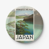 富士山日本旅行ポスターヴィンテージアート ペーパープレート (正面)