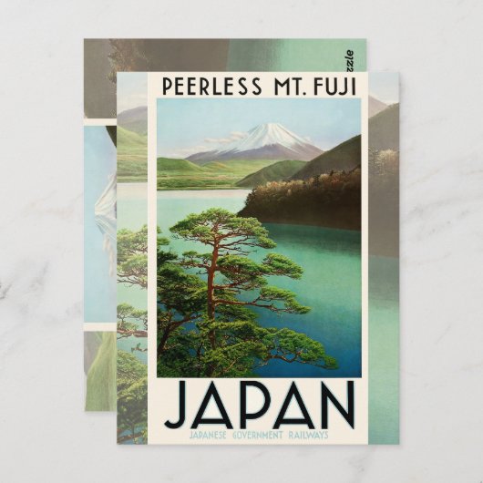 富士山日本旅行ポスターヴィンテージアート ポストカード (正面/裏面)