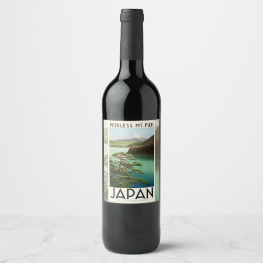 富士山日本旅行ポスターヴィンテージアート ワインラベル (正面)