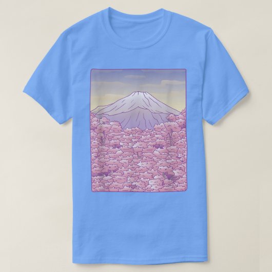 富士山桜ツリー日本のさくらんぼブロッサム山 Tシャツ (デザイン正面)