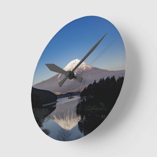 富士山湖反射 ラウンド壁時計 (傾斜)