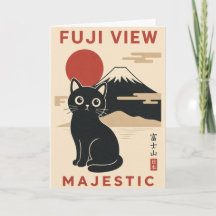 富士山猫日本風景イラスト
