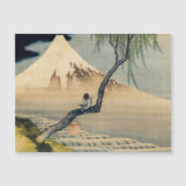 富士山磁気カードを見る男の子|北斎 (正面)