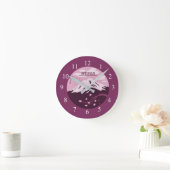 富士山（ピンク） ラウンド壁時計 (ホーム)